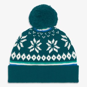 Kids knit beanie in snowflake fair isle