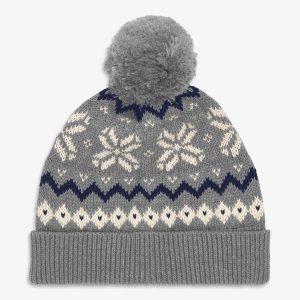 Kids knit beanie in snowflake fair isle