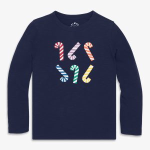 Kids long sleeve rainbow candy canes tee