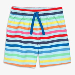 Kids swim trunk in rainbow sky stripe